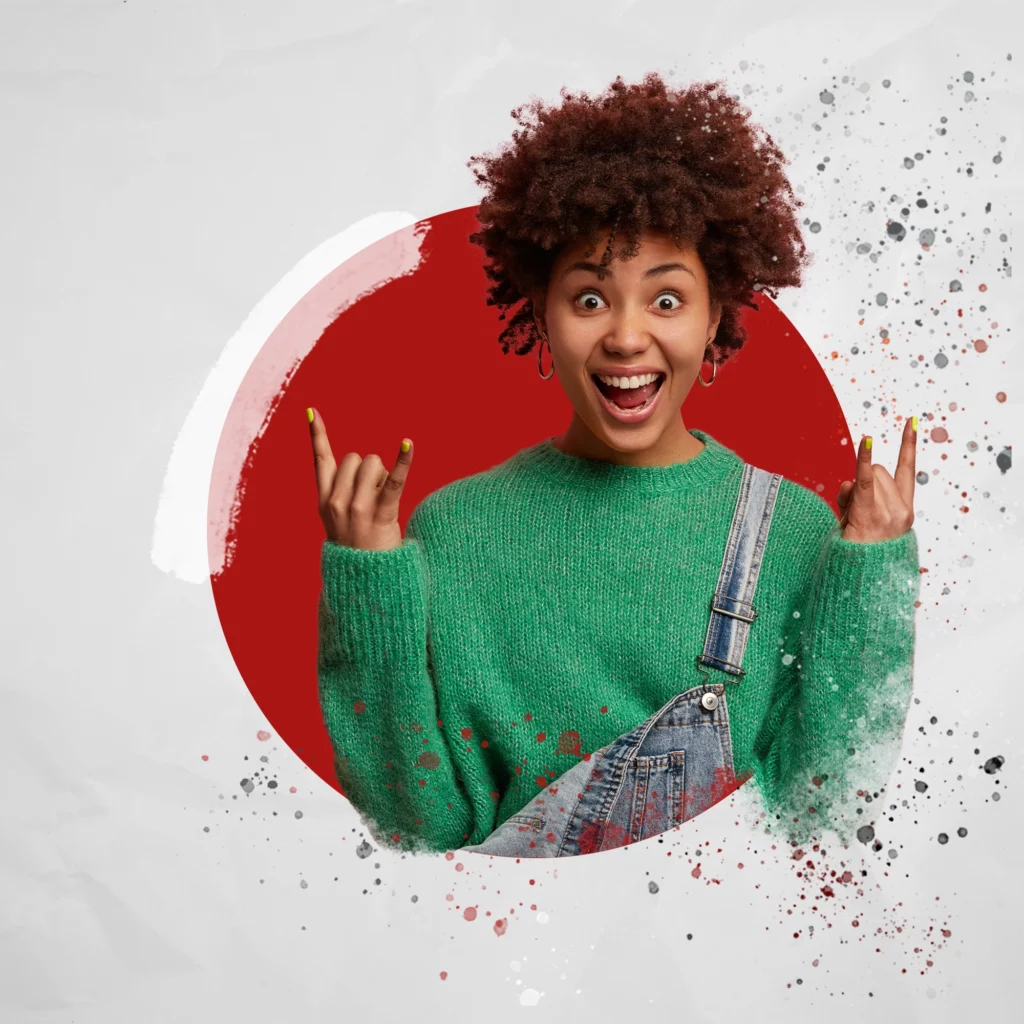 Collage Mitarbeiterin Mediendesign